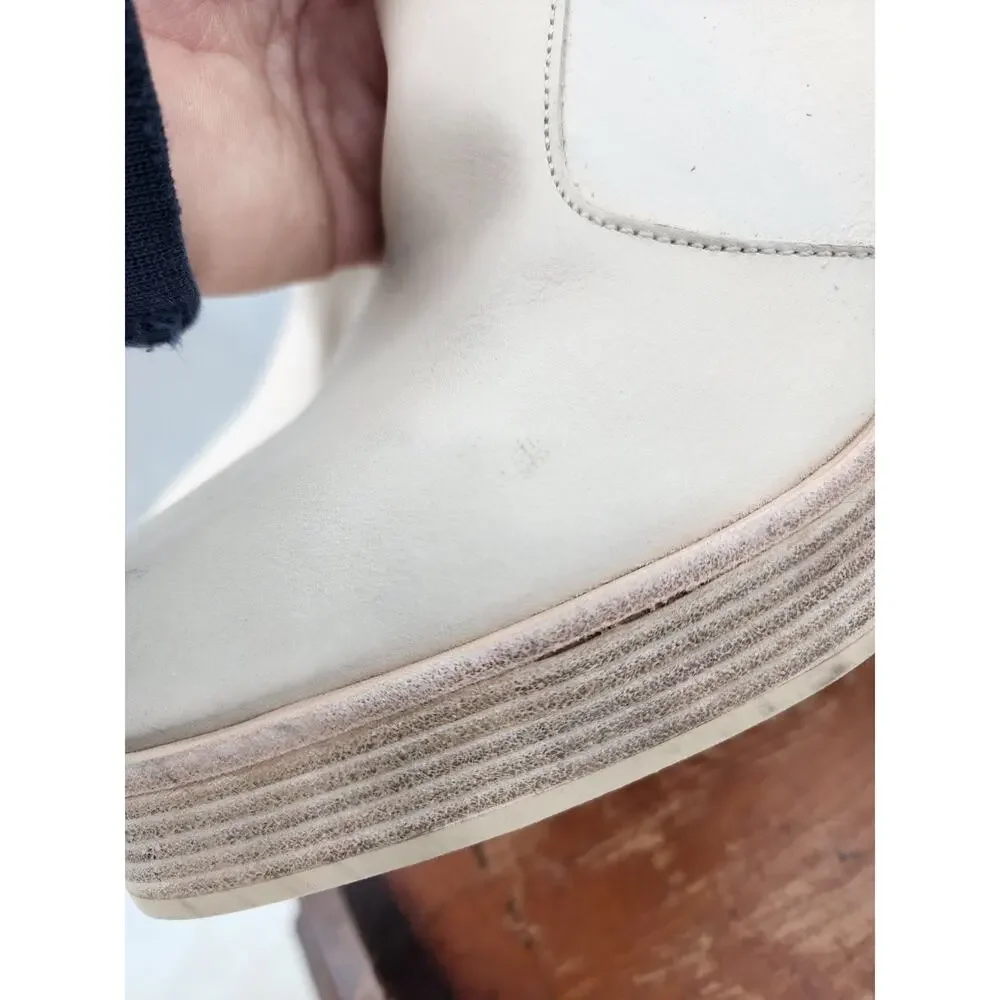 Free People Ruby Bone Off White Square Toe Ankle Block Heel Bootie Size 39.5 9.5